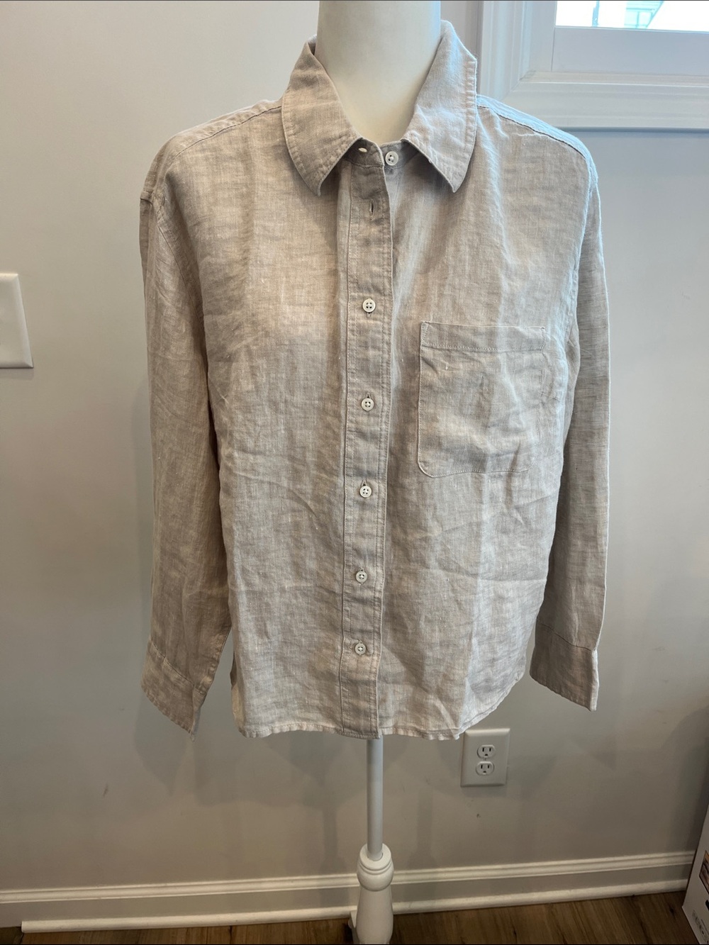 Talbots Linen Top in Oatmeal Size Large